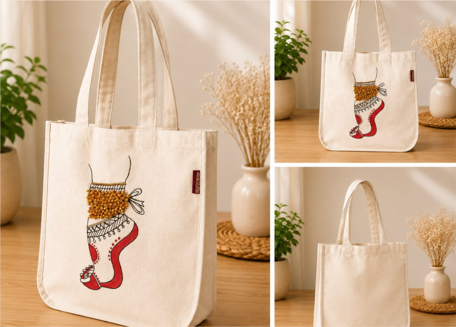 Katthak Aari Work Tote Bag